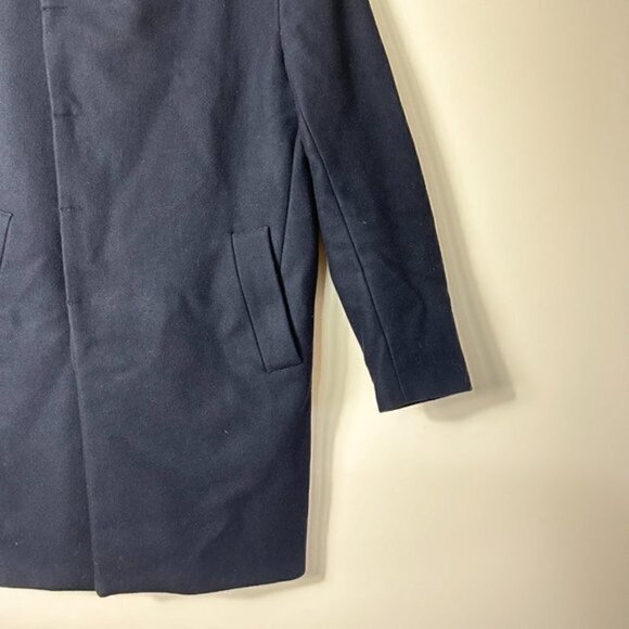 ZARA Navy Hidden Buttons Wool Blend Pea Coat Size M - Picture 5 of 8